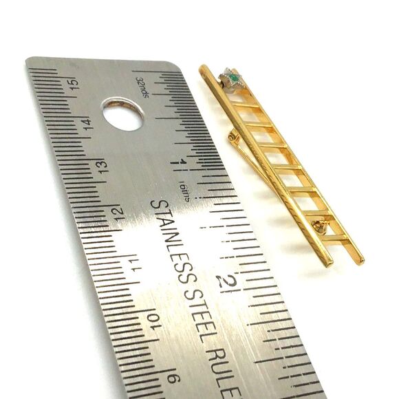 Ladder Pin Brooch Unique Goldtone Ladder Pin with Costume Stone - Picture 6 of 6